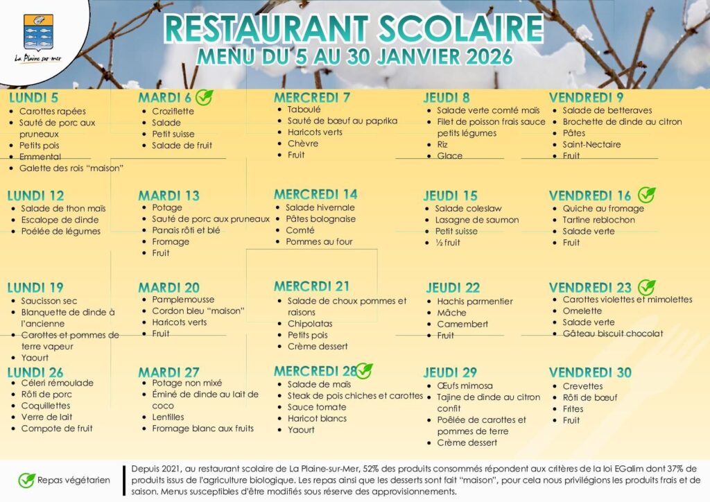 Image du document Menu du 05 au 30 janvier 2026