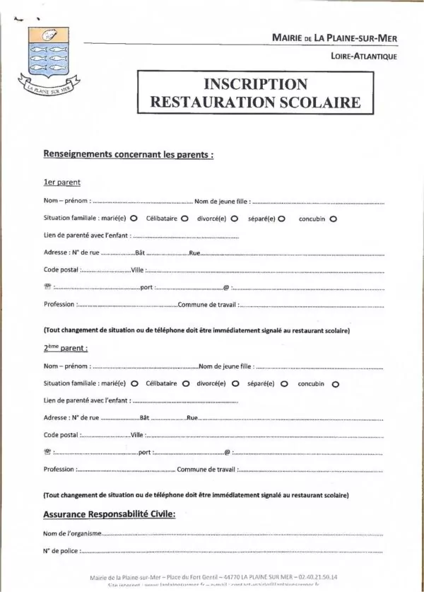 Image du document Formulaire d’inscription au restaurant scolaire 2026-2027