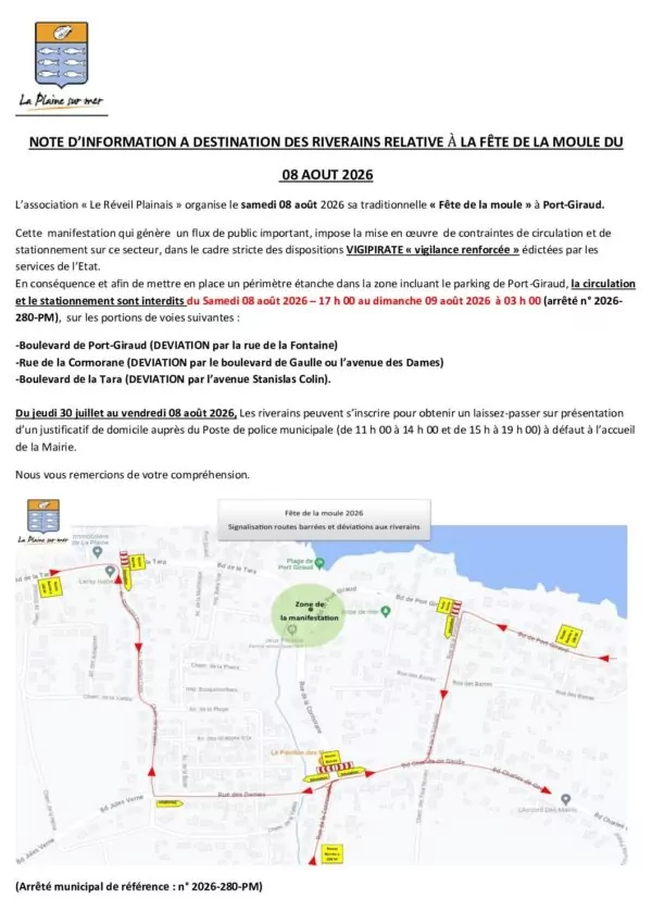 Image du document FLYER NOTE D&rsquo;INFORMATION A DESTINATION DES RIVERAINS fête de la Moule Edition 2026