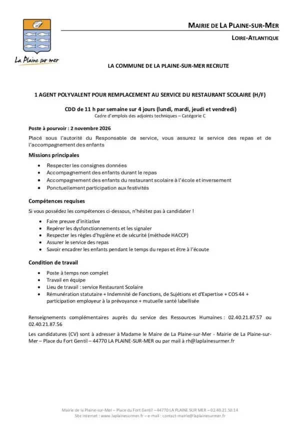 Image du document Annonce remplaçant Agent polyvalent RS